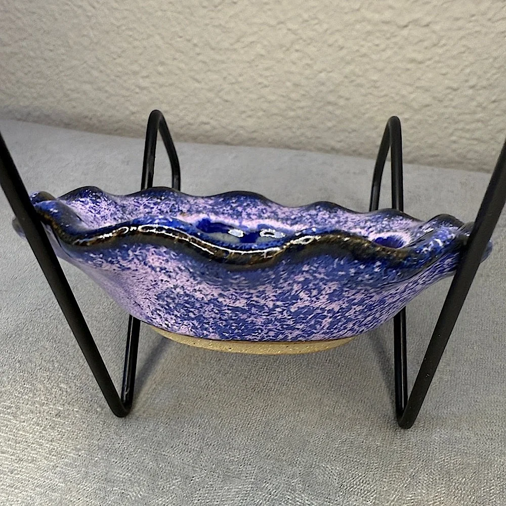 Trinket Dish - Fused Glass Art Pottery Purple/Blue Dish - USA, Down To Earth - Picture 5 of 16